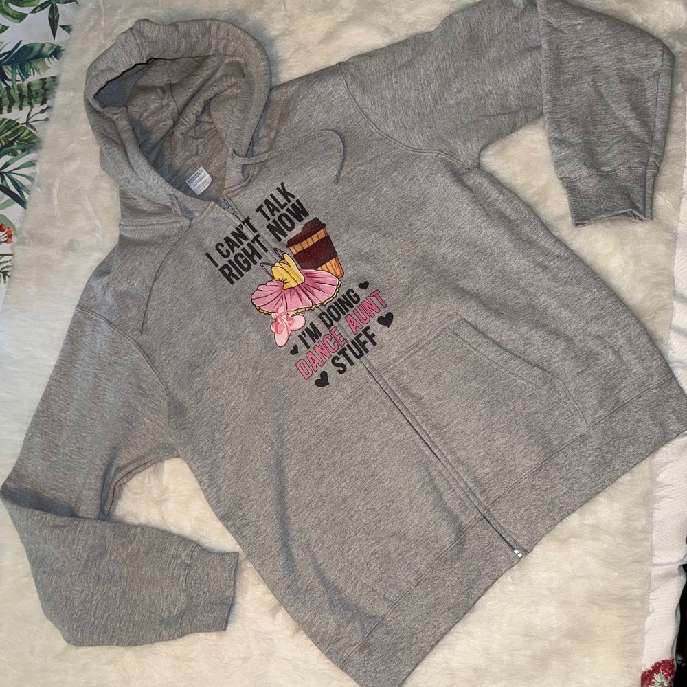 “Dance Aunt” Hoodie Zip Up front Jacket Size Large Brand New